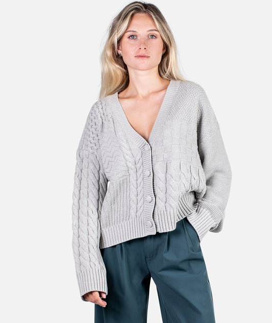Quincy Patchwork Cardigan - Grey - Jetty