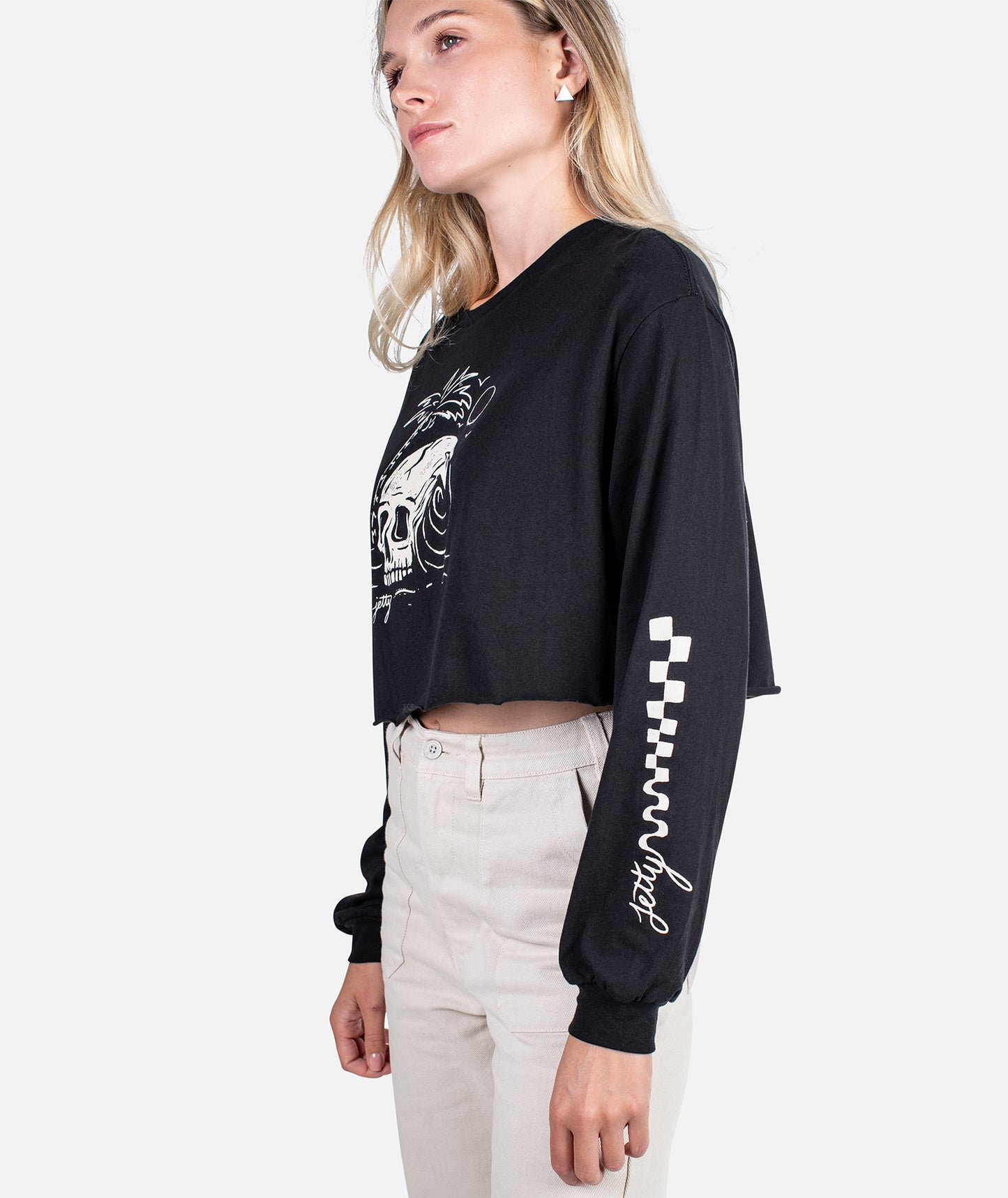 Crush-Kurzarm-Langarmshirt – Schwarz