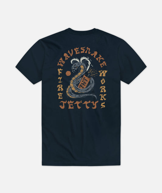 Wave Snake Tee - Navy