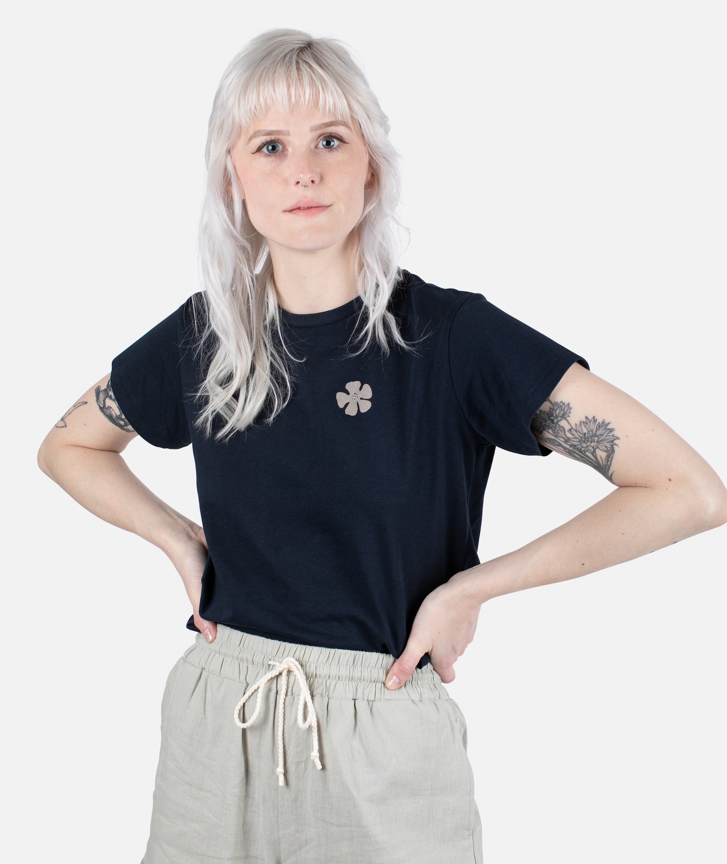 Flora Tee - Navy