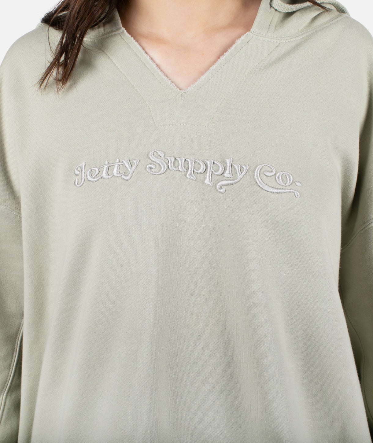 Jetty Supply Co Slash Neck Hoodie - Sage Green