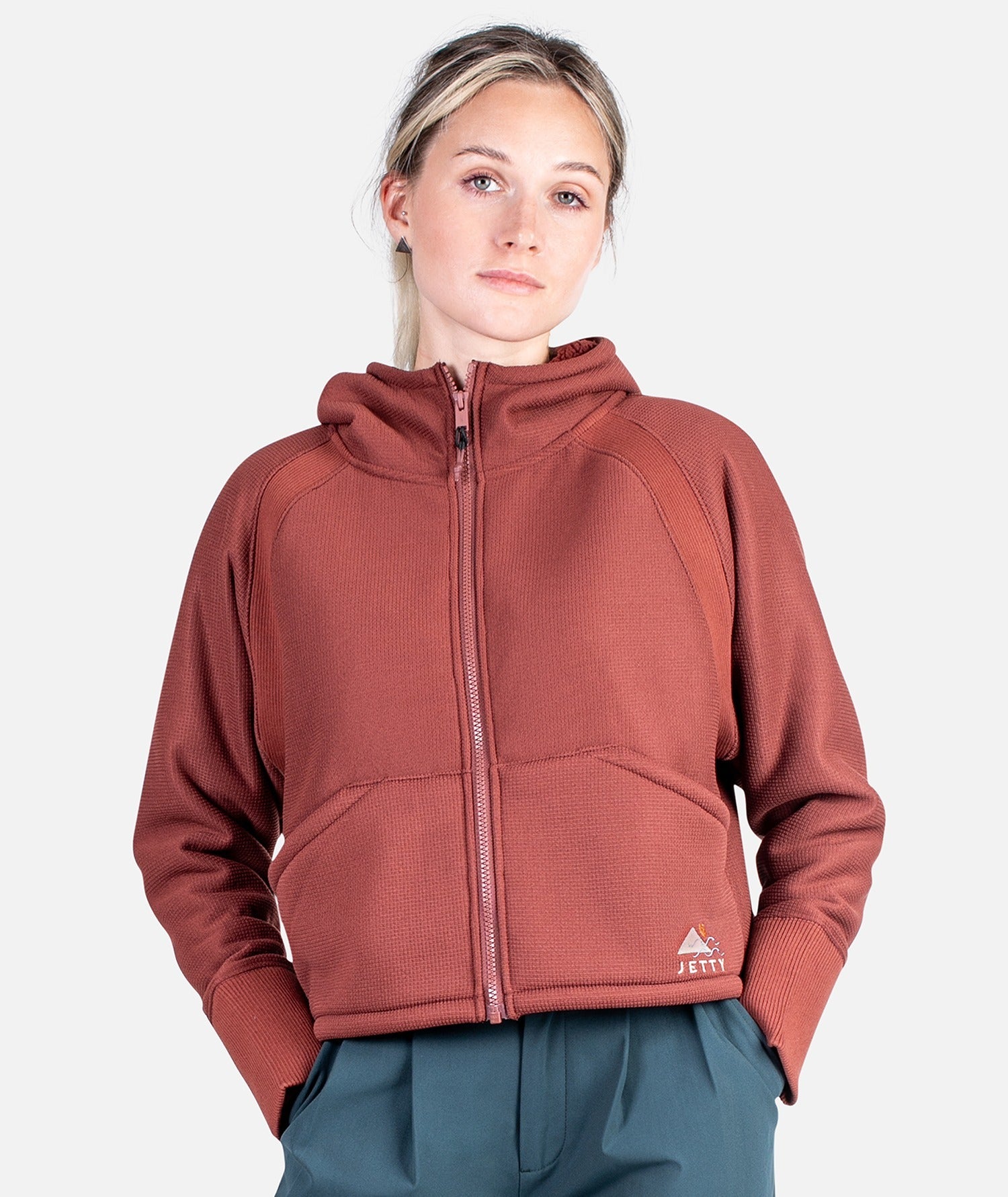 Zip-up Long Body Travel Hoodie Jacket (Cinnabar Red) main image 0