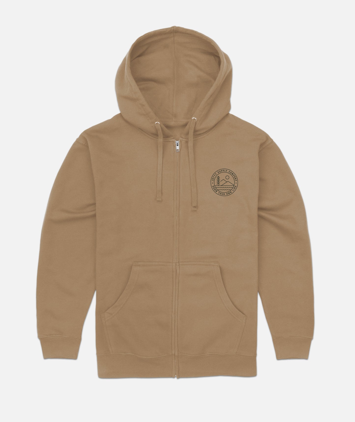 Emblem Zip Hoodie - Sand