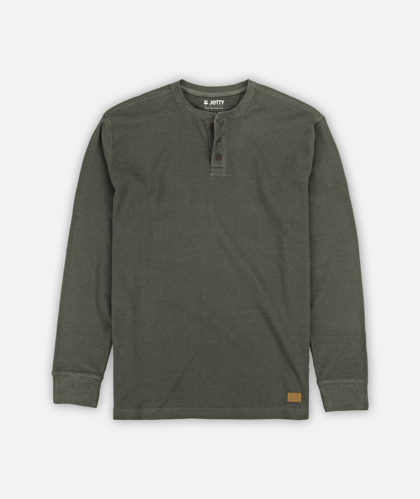 Seabed Waffle Henley Long Sleeve - Tarmac - Jetty