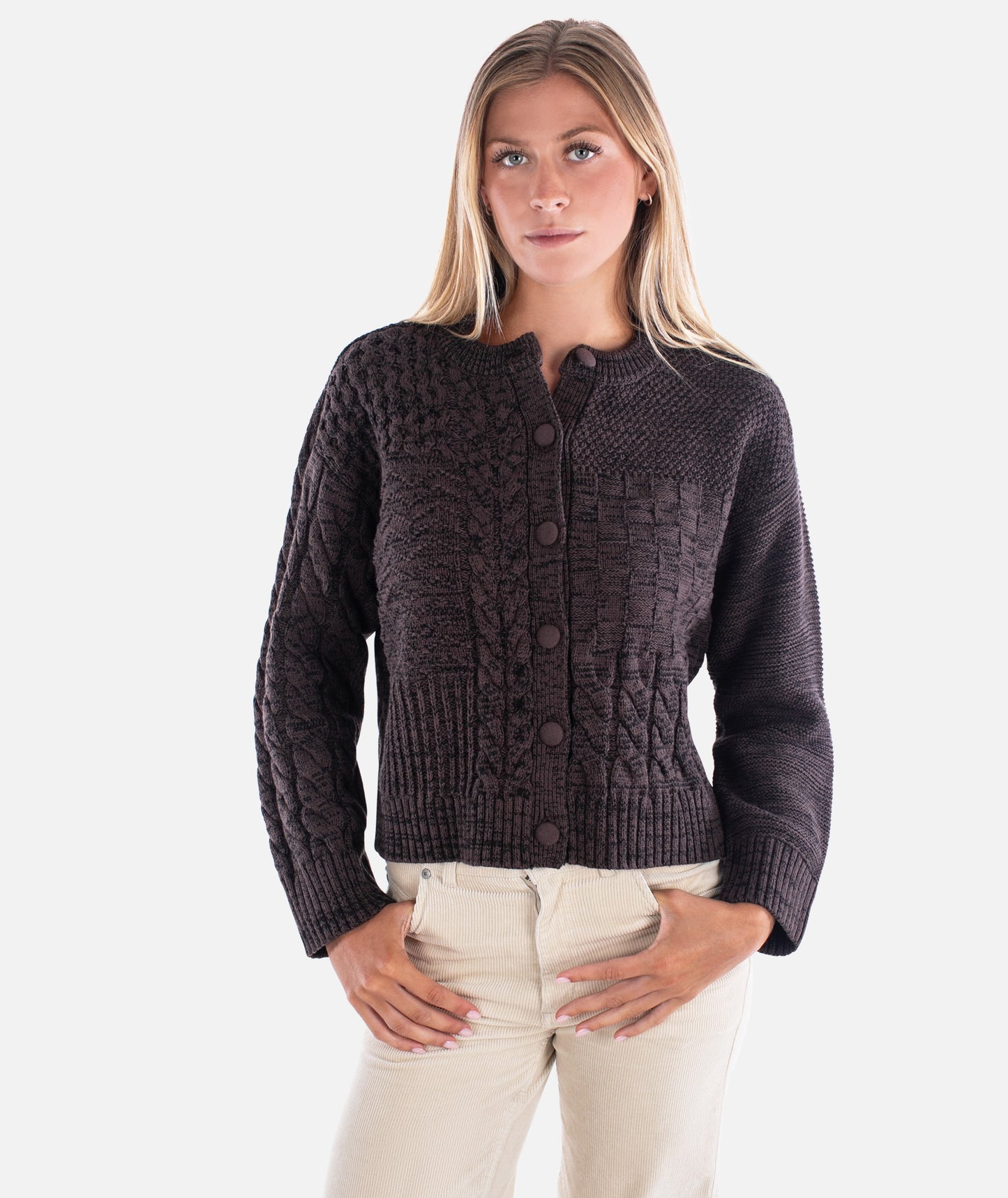 Quincy Patchwork Cardigan - Brown