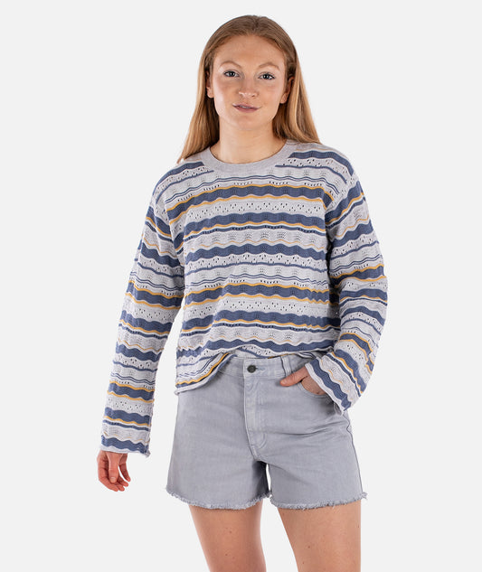 Lockwood Pointelle Sweater - Blue - Jetty