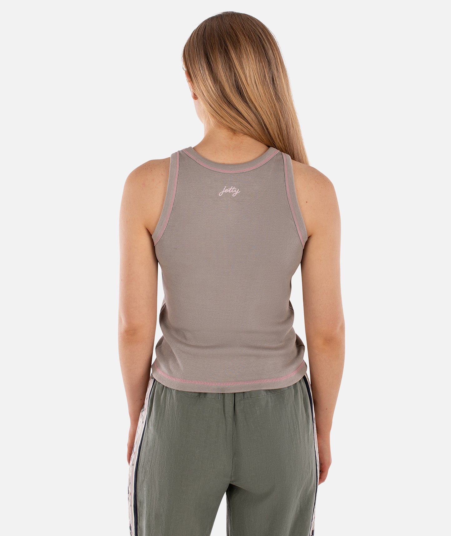 Iris Micro Rib Tank - Warm Grey - Jetty