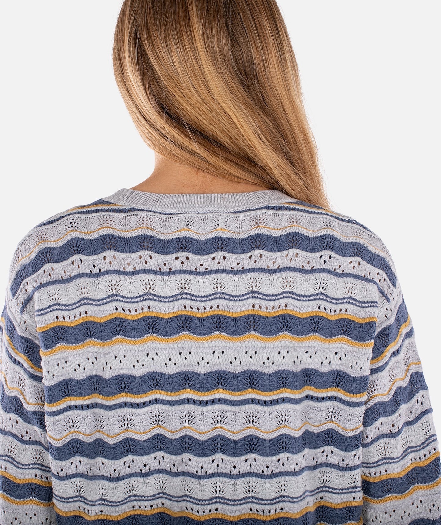 Lockwood Pointelle Sweater - Blue - Jetty