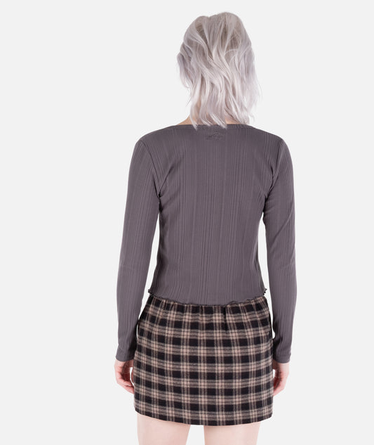Madison Button Front Long Sleeve - Grey
