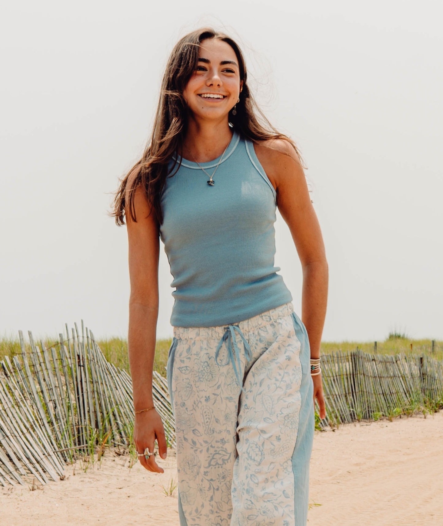 Iris Micro Rib Tank - Blue - Jetty