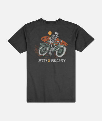 Camiseta Jetty x Priority Bikes Skeleton - Negro