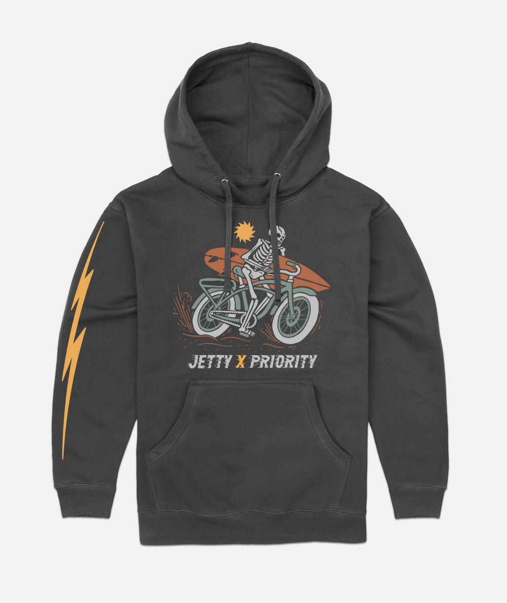 Jetty x Priority Bikes Skeleton Hoodie - Black