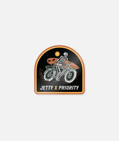 Jetty x Priority Bikes Skelett-Aufkleber – Schwarz