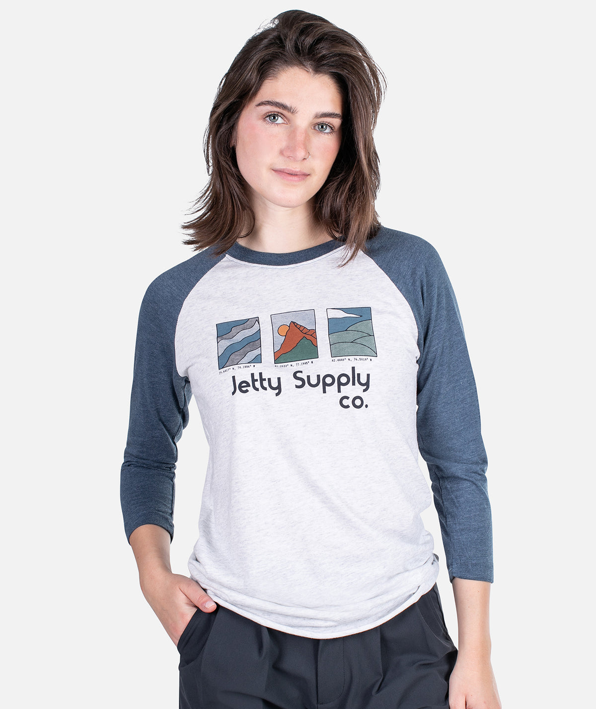 Destination Raglan Long Sleeve - Indigo - Jetty