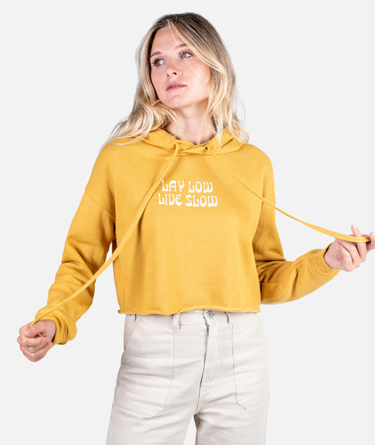 Live Slow Cropped Hoodie - Mustard - Jetty