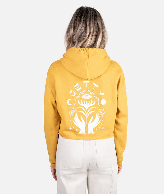 Live Slow Cropped Hoodie - Mustard - Jetty
