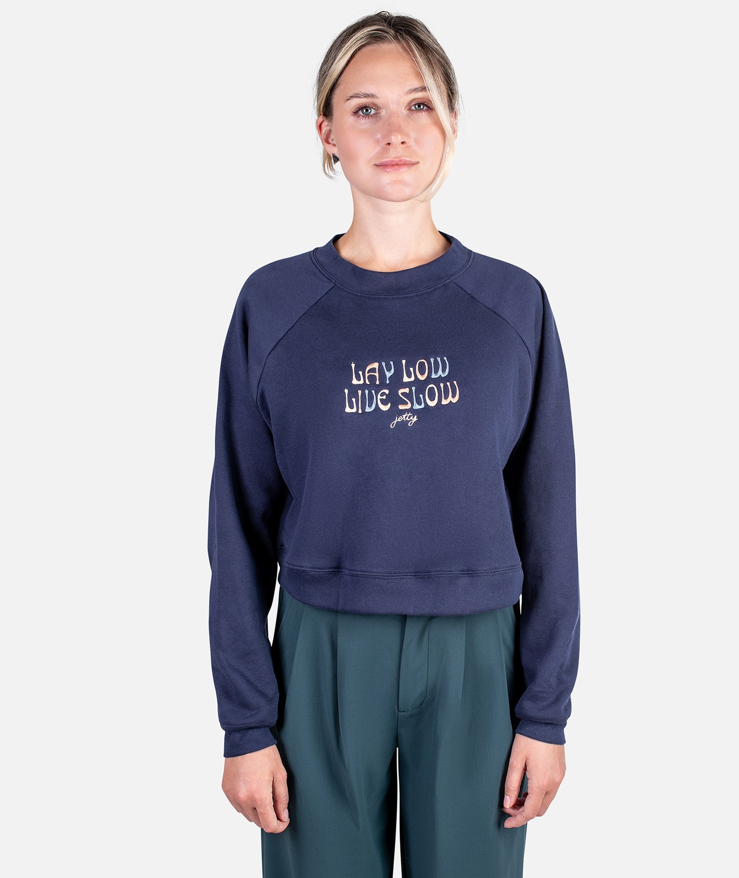 Live Slow Raglan Fleece - Navy