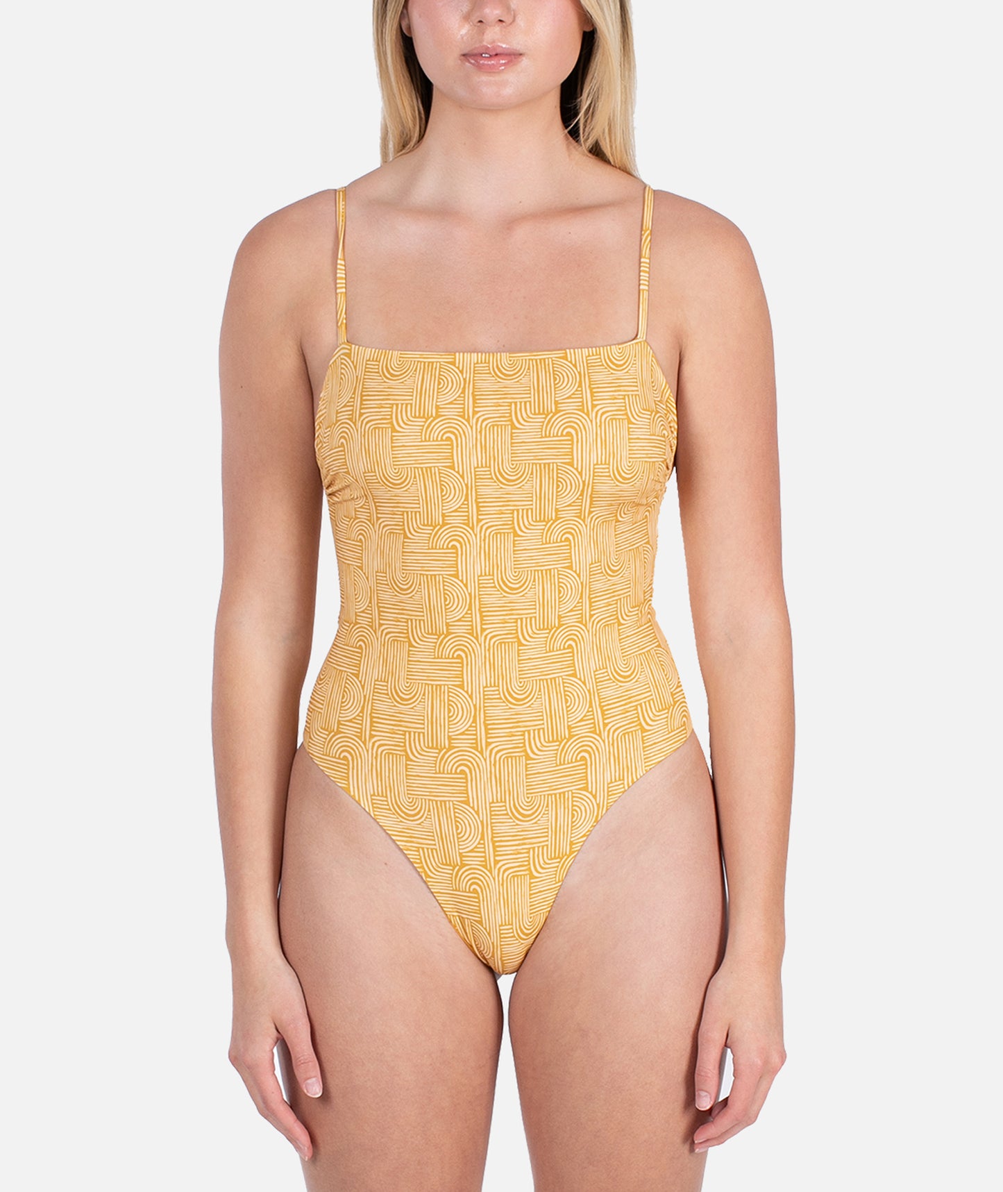 Einteiliger Jane-Badeanzug – Gelb 