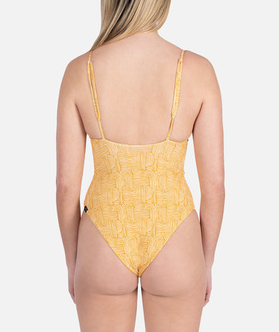 Einteiliger Jane-Badeanzug – Gelb 