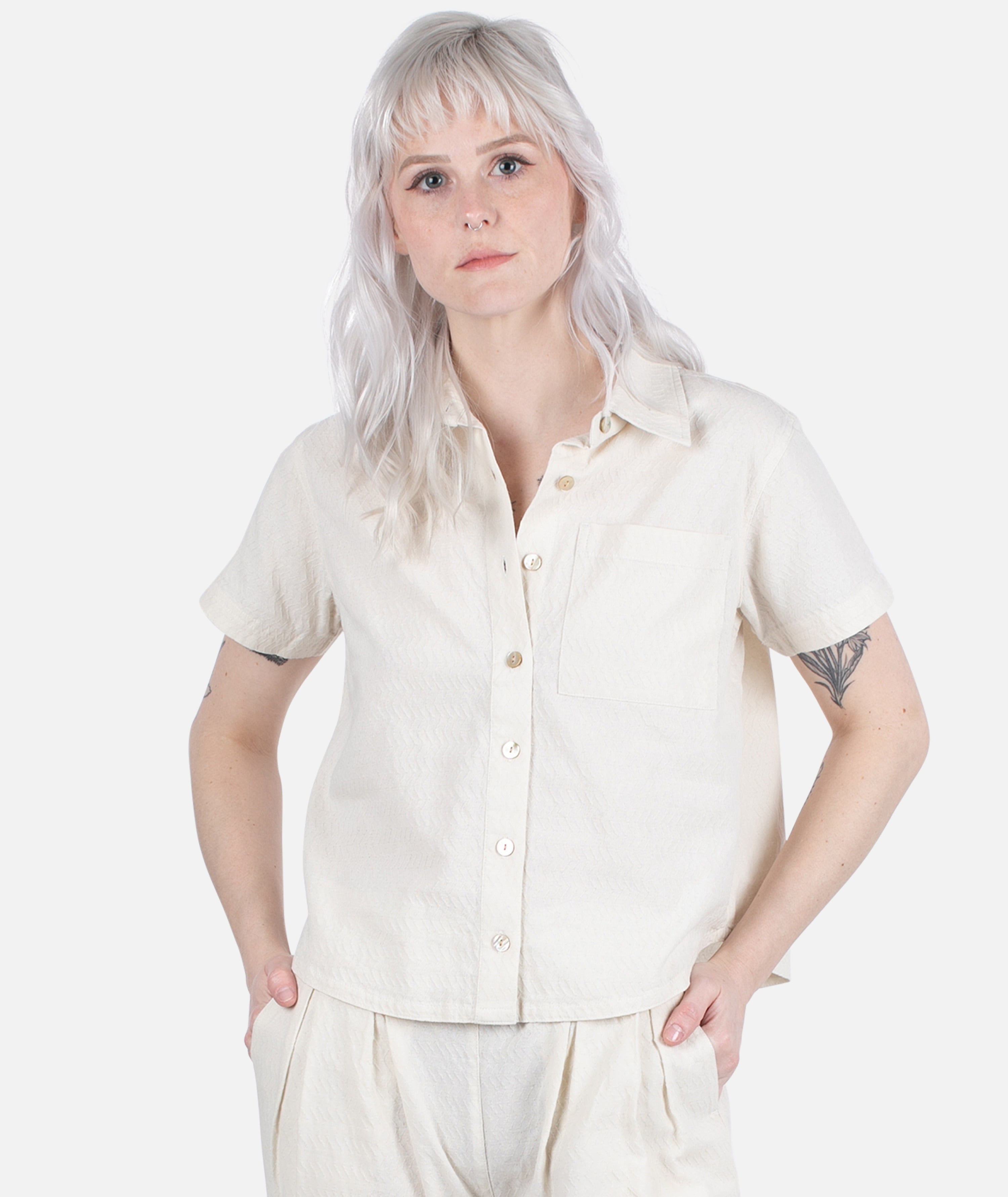 Cape Cod Jacquard Shirt - Cream - Jetty