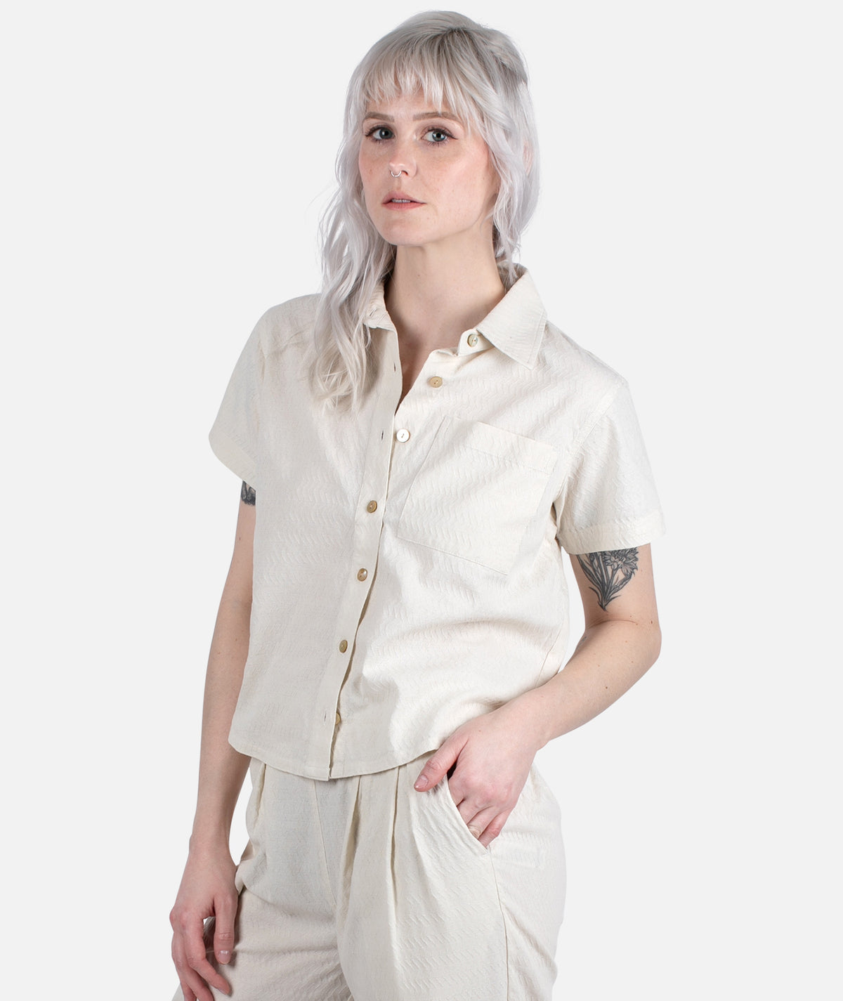 Cape Cod Jacquard Shirt - Cream - Jetty