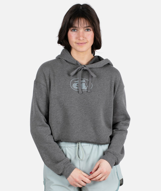 Signal Cropped Hoodie - Heather Grey