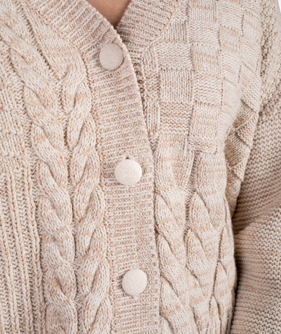 Quincy Patchwork Cardigan - Camel