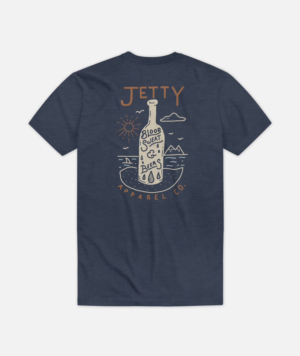 Blood Sweat & Beers Tee - Navy - Jetty