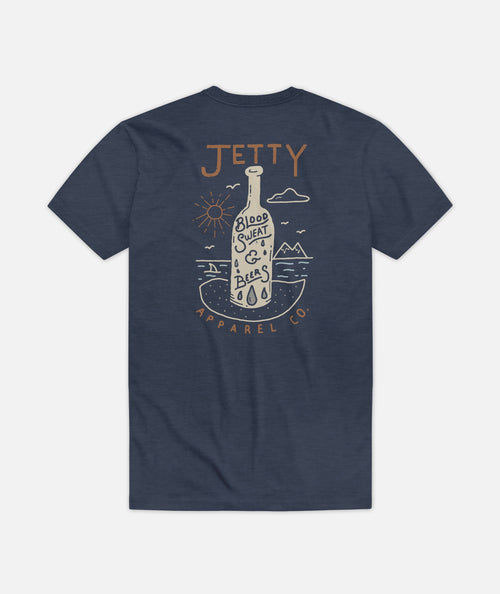 Blood Sweat & Beers Tee - Navy - Jetty