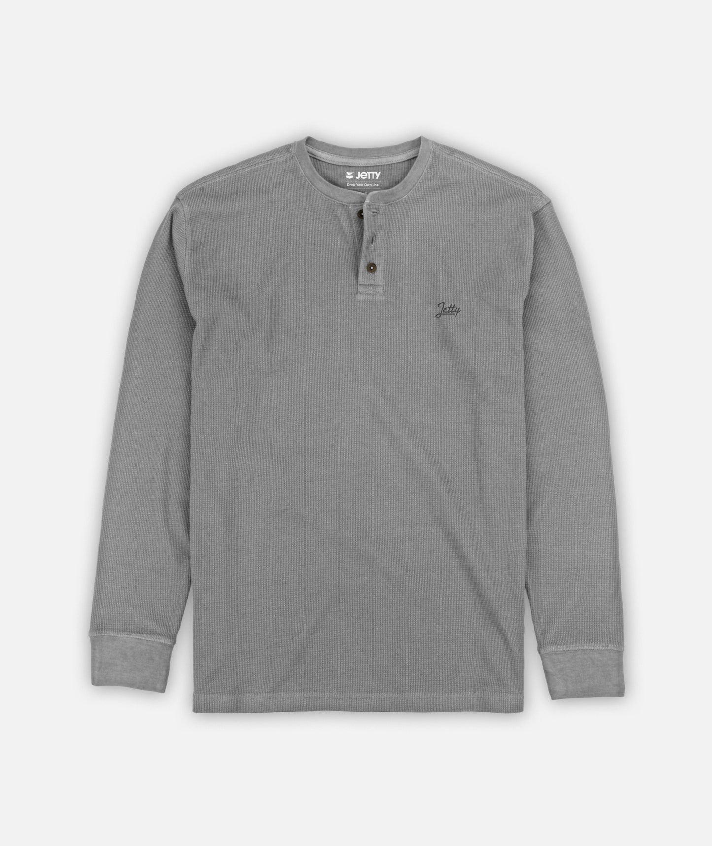 Seabed Waffle Henley Long Sleeve - Grey