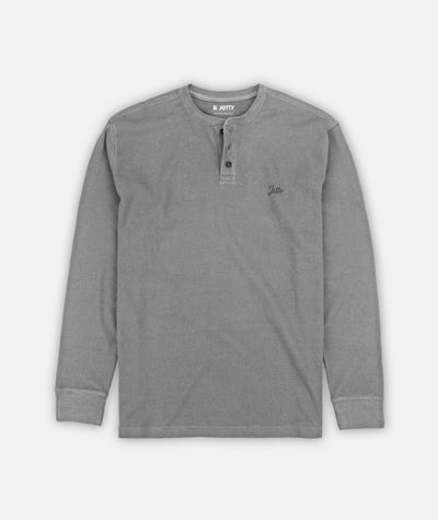 Seabed Waffle Henley Long Sleeve - Grey