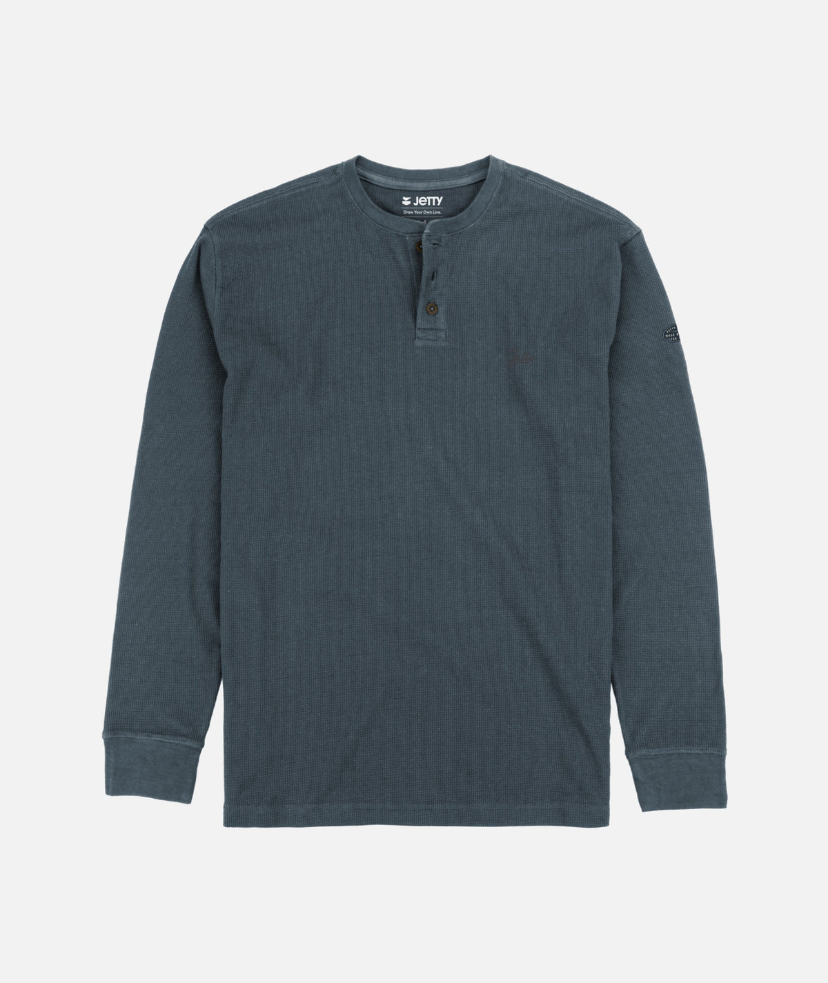 Seabed Waffle Henley Long Sleeve - Navy - Jetty