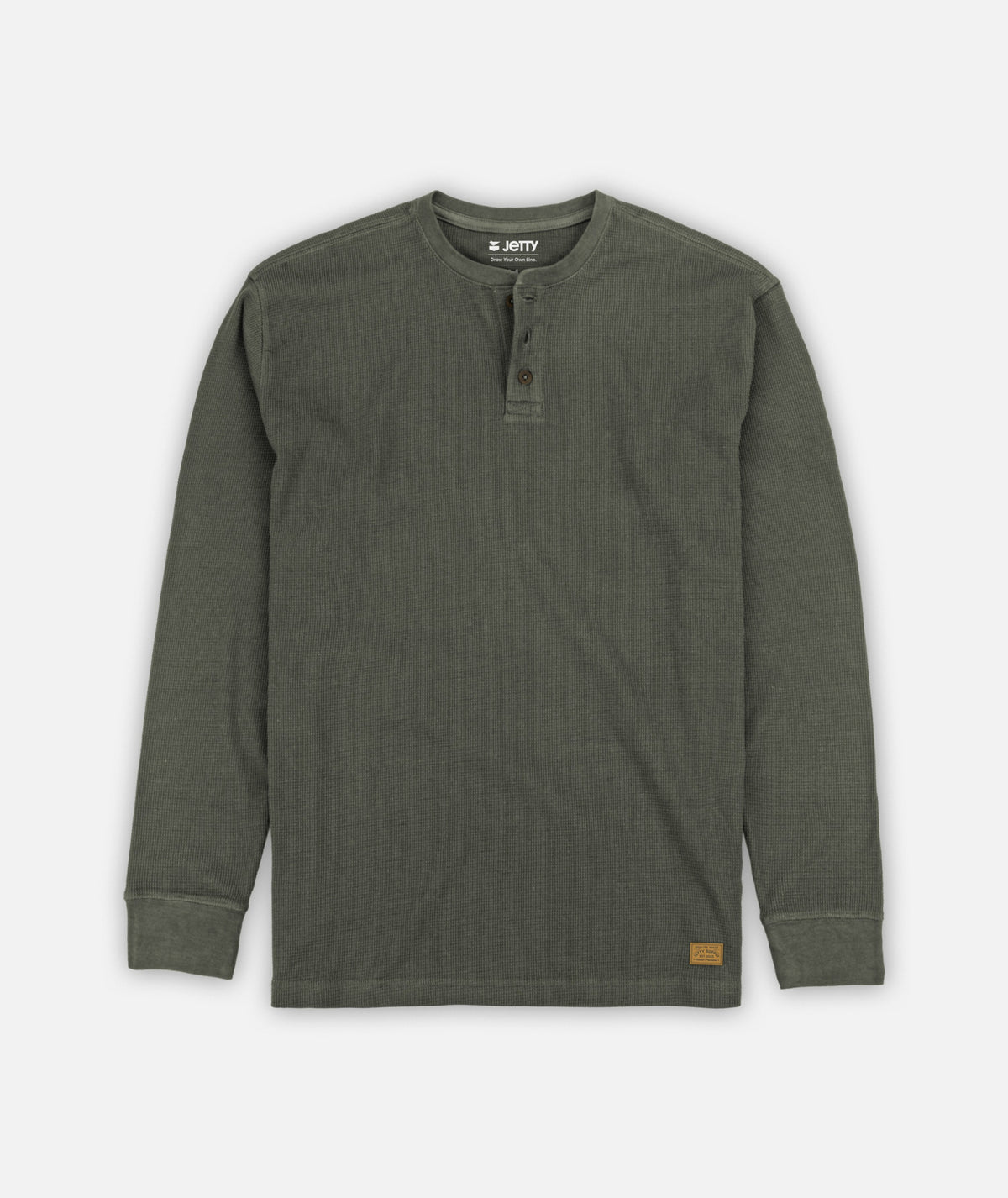 Seabed Waffle Henley Long Sleeve - Tarmac - Jetty