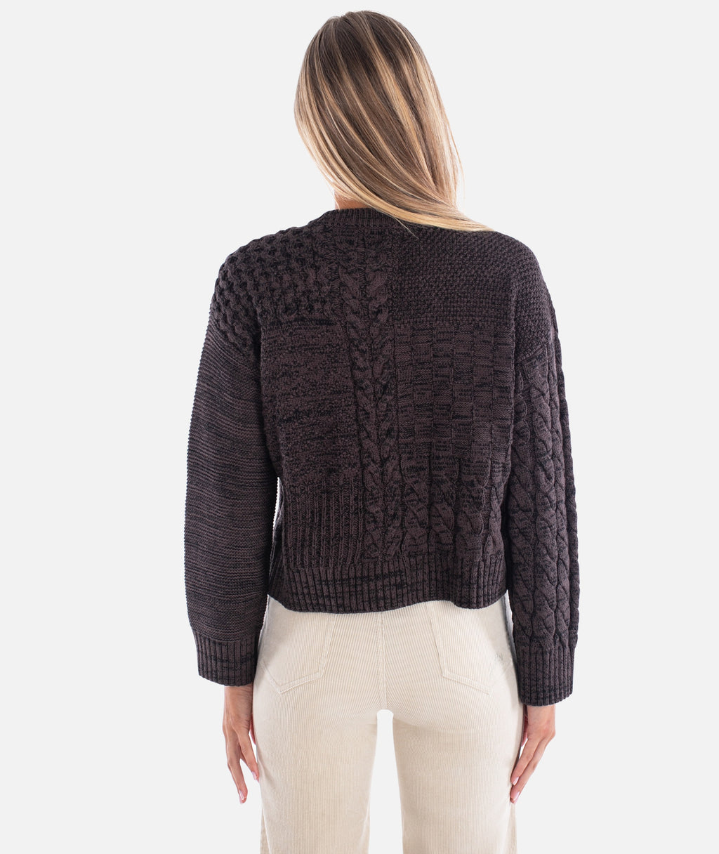 Quincy Patchwork Cardigan - Brown - Jetty