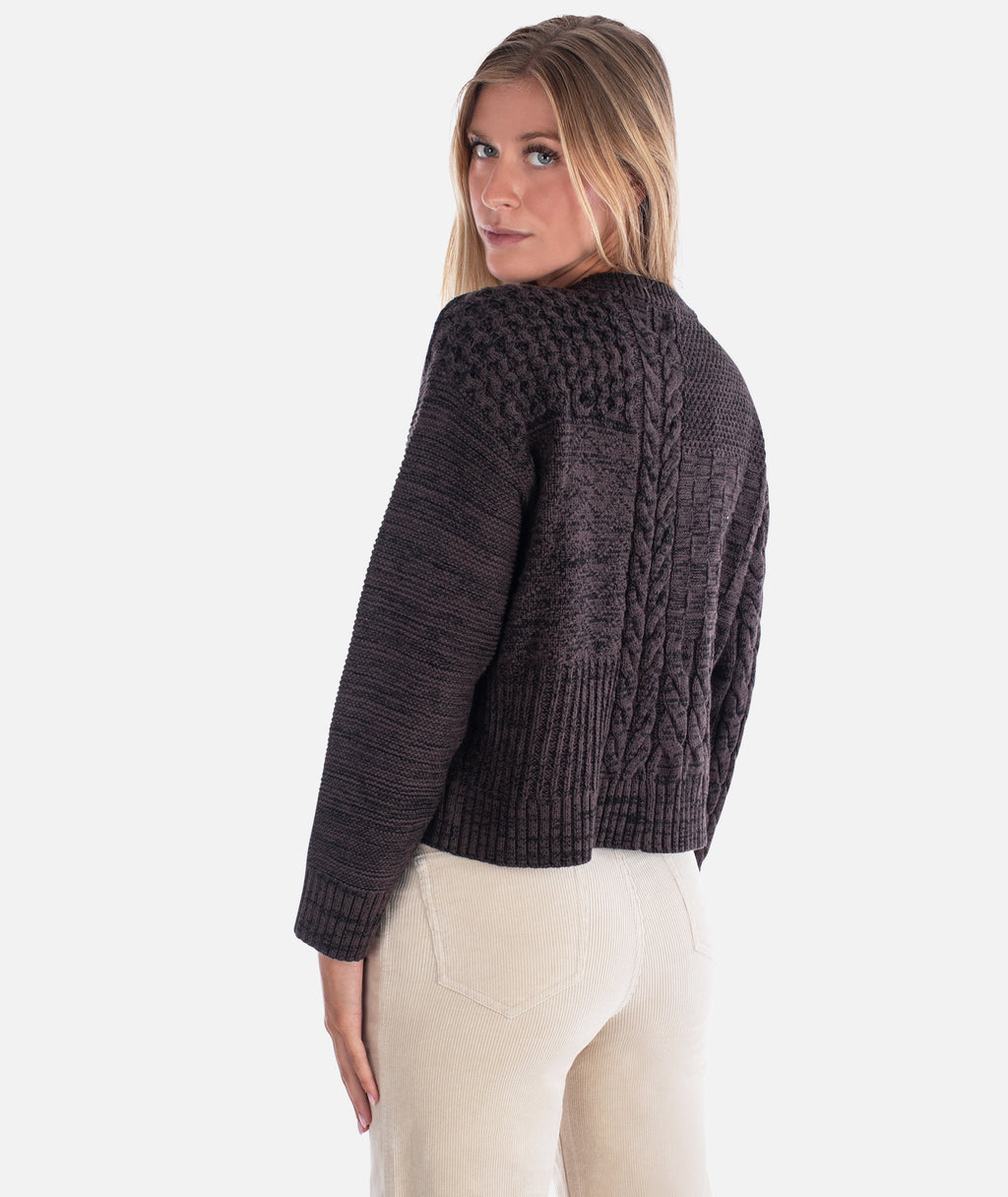 Quincy Patchwork Cardigan - Brown - Jetty