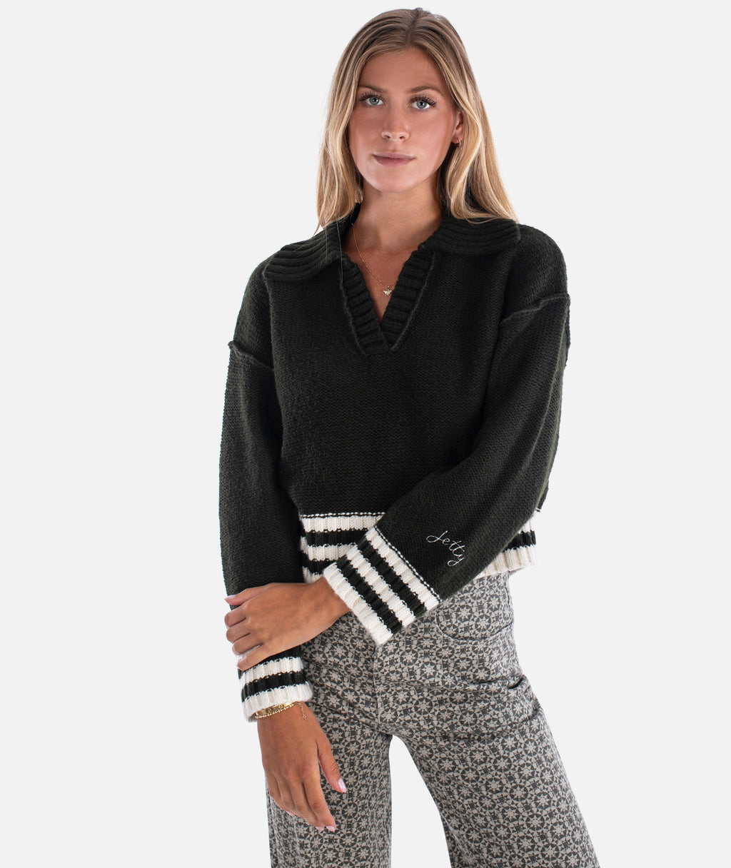Tybee Henley Sweater - Olive - Jetty