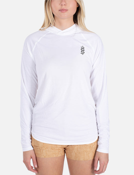 Wave Snake Hooded UV Long Sleeve - White