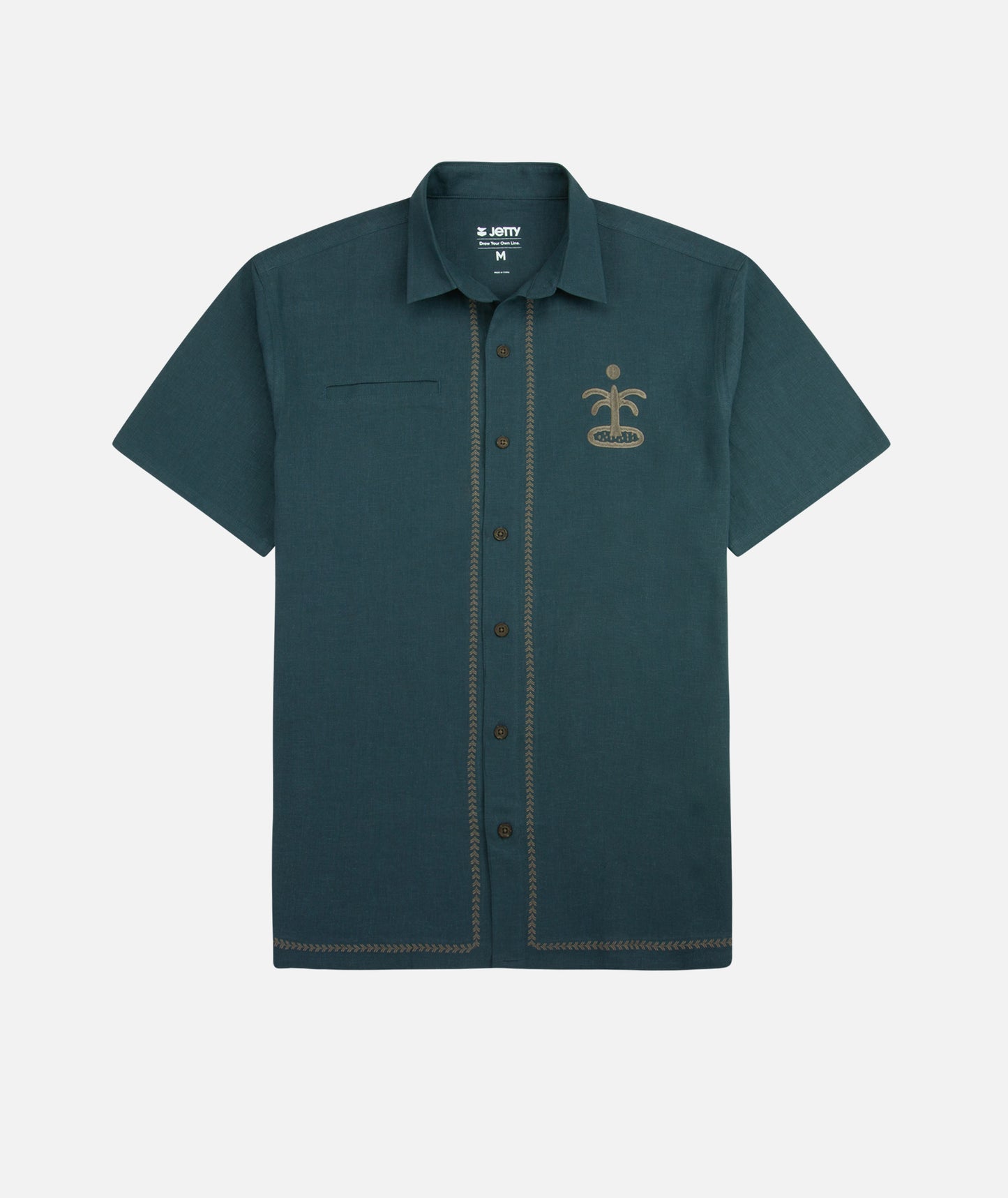 Marshall Embroidered Linen Shirt - Blue - Jetty