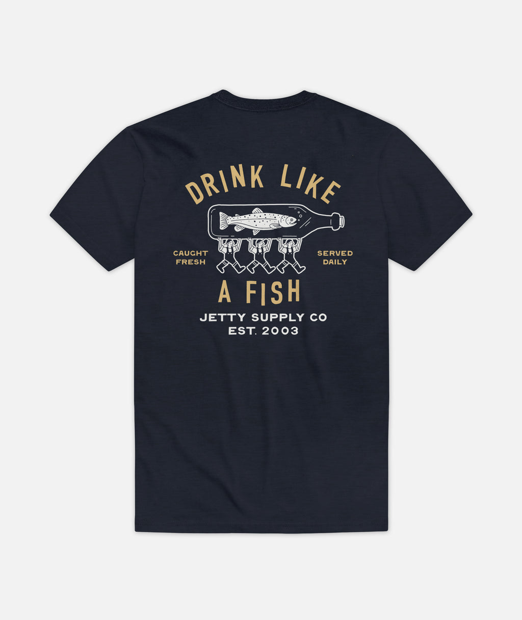 Bottle Service Tee - Solid Navy Tri - Jetty