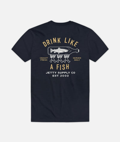 Bottle Service Tee - Solid Navy Tri - Jetty