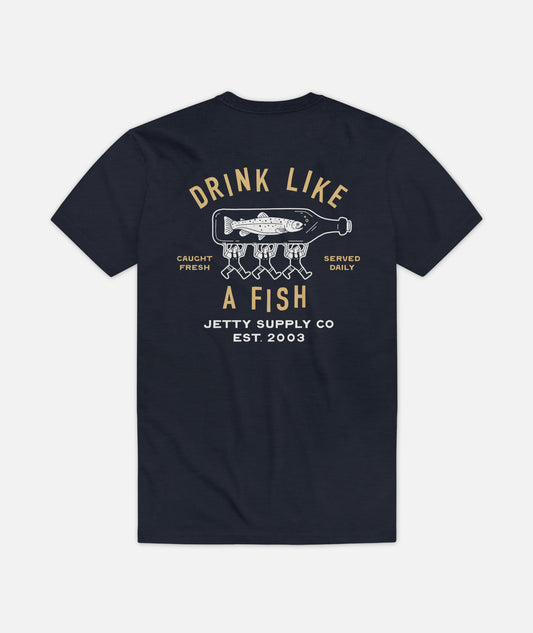 Bottle Service Tee - Solid Navy Tri - Jetty
