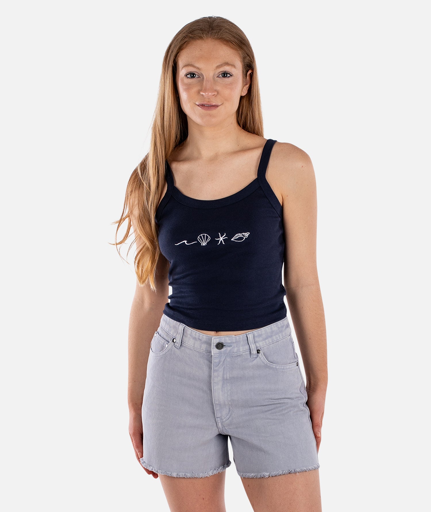 Coquille Crop Tank - Navy - Jetty