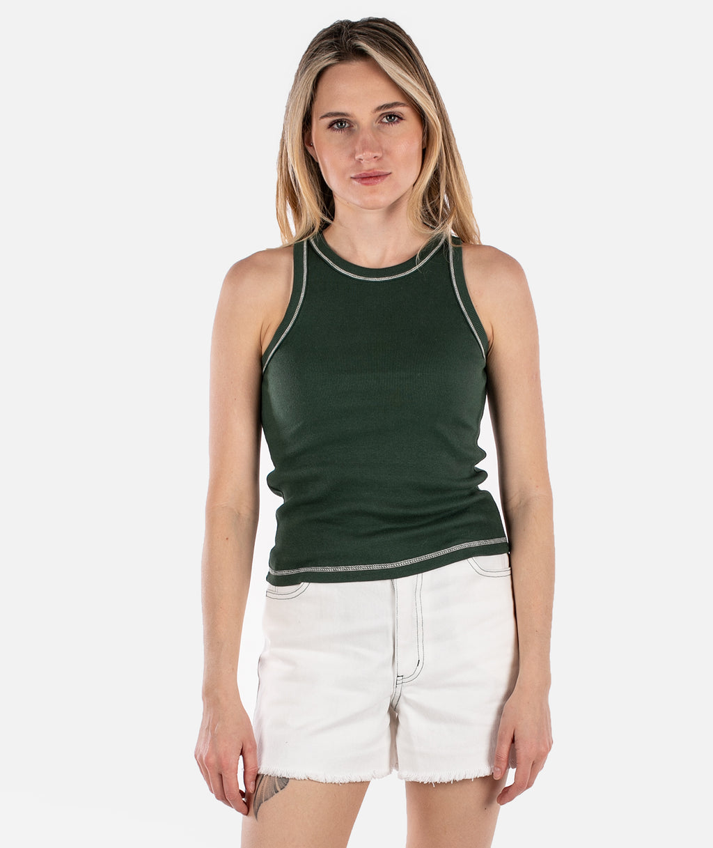 Iris Micro Rib Tank - Green - Jetty