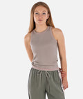 Iris Micro Rib Tank - Warm Grey - Jetty