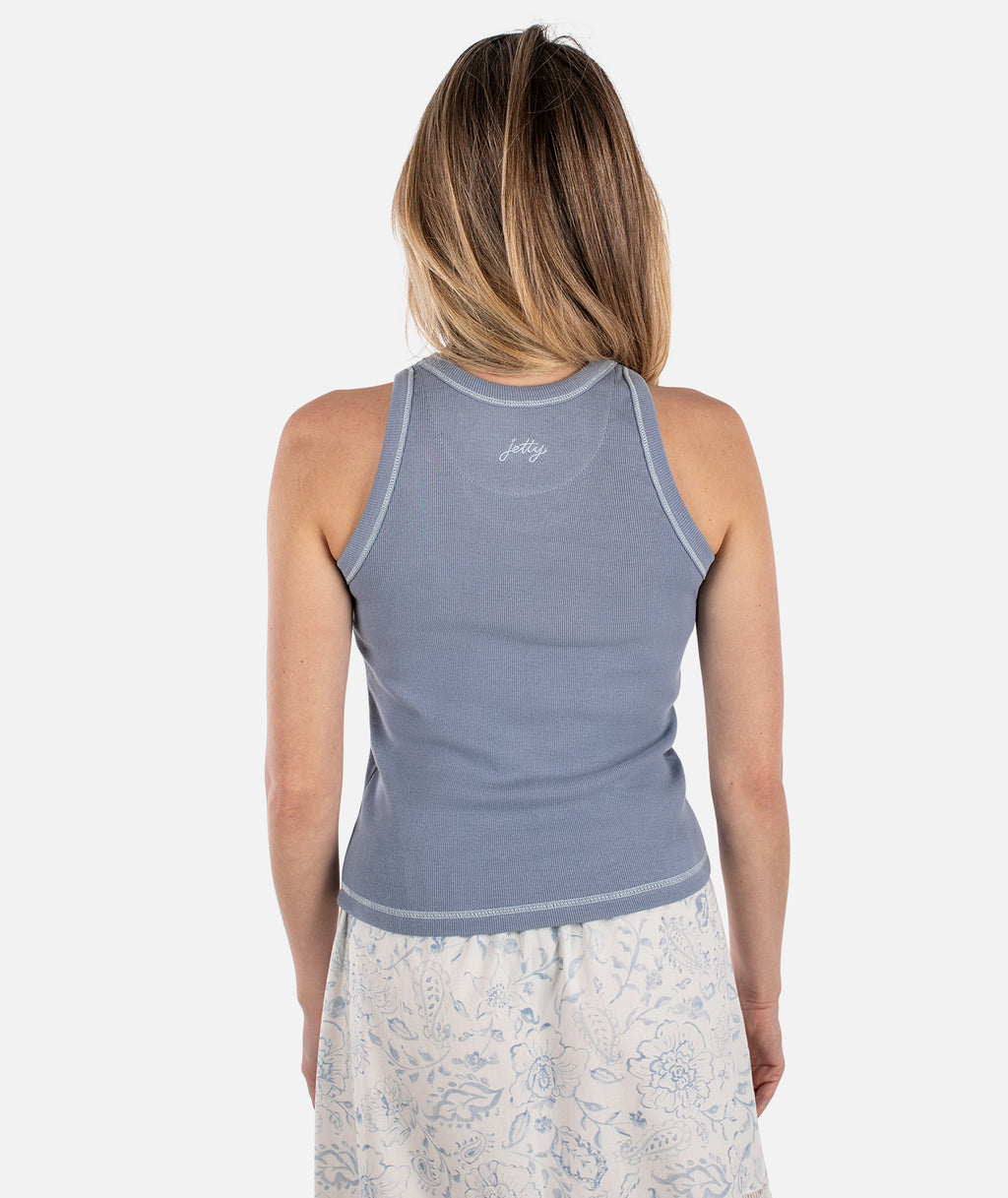 Iris Micro Rib Tank - Blue - Jetty