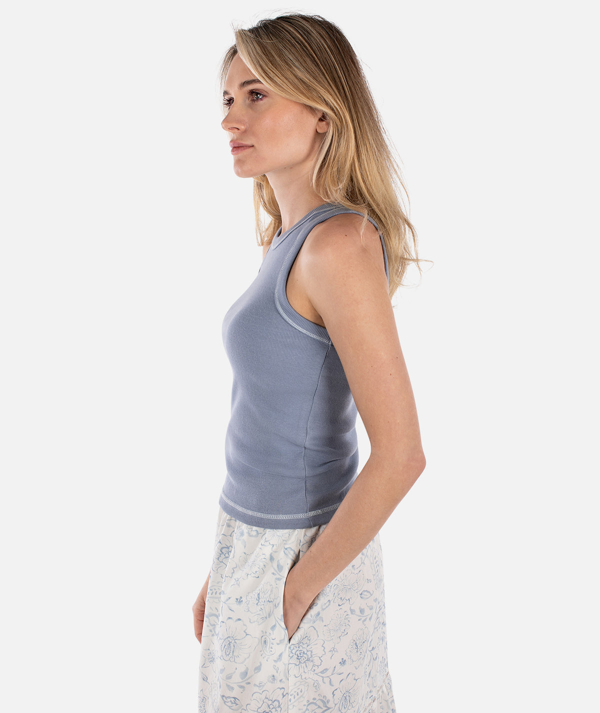 Iris Micro Rib Tank - Blue - Jetty