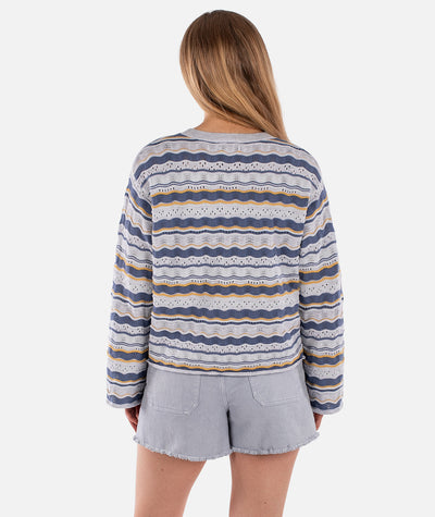 Lockwood Pointelle Sweater - Blue - Jetty