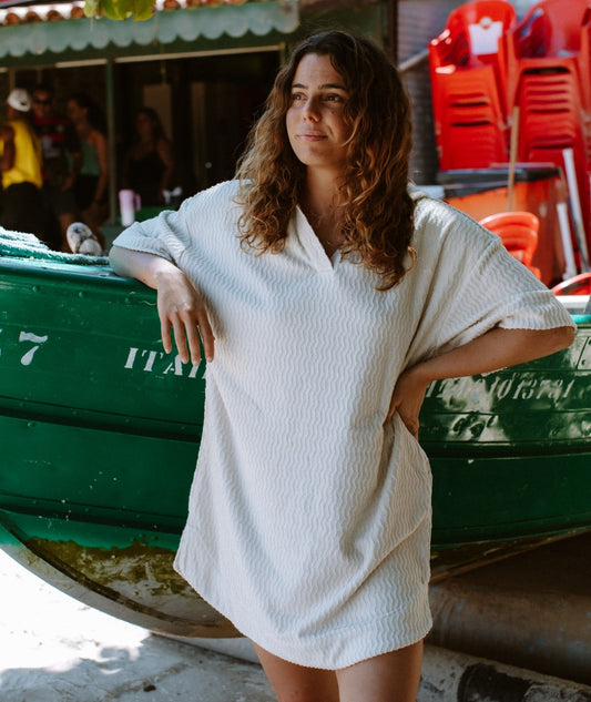 Cornwall Jacquard Terry Dress - White - Jetty