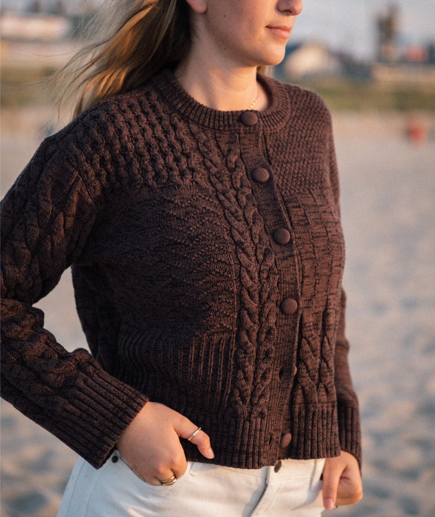 Quincy Patchwork Cardigan - Brown