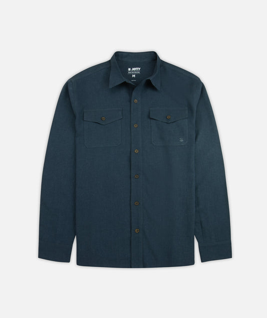 Noah Long Sleeve Linen Shirt - Indigo